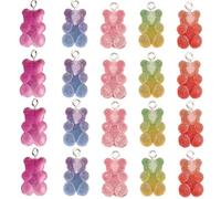 Limtula 20 Colgantes de Resina versátiles con Forma de corazón y Estrella de Oso de Colores Mezclados para joyería Hecha a Mano y Adornos para llaveros, componentes para Hacer Joyas