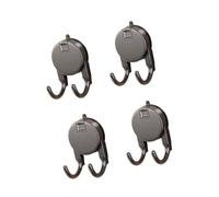 Limtula 4pcs Strong Suction Cup Hooks Double Bathroom Organizers for Towels Tissue Space Saving Double Prong Hanger Adhesive Wall Hooks