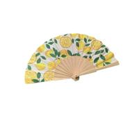 Limtula Abanico de mano multiusos para baile y decoración con patrón de cerezas de limón, madera española, mano plegable de 17,8 cm
