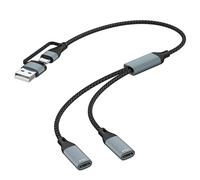 Limtula Adaptador de cable USB/tipo C macho a 2/3 tipo C hembra, convertidor de cable divisor USB, múltiples concentradores para carga y datos