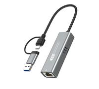 Limtula Adaptador de red Ethernet USB tipo C a RJ45 de 5000 Mbps para mejorar la velocidad de Internet en varios dispositivos, adaptador Ethernet de aluminio