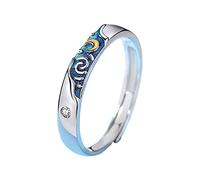 Limtula Anillo de dedo único de promesa a juego, romántico Van-Gogh, cielo estrellado, anillo de compromiso para pareja, joyería de amistad para mujeres, hombres, anillos abiertos para mujeres
