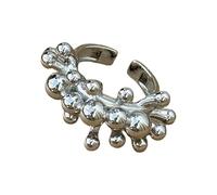 Limtula Anillos ajustables con temática de cuentas de metal, elegantes anillos de bolas chapados en plata/oro para mujeres y niñas, joyería de contemporánea, aro abierto