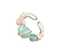 Limtula Anillos de cuentas geométricos de con estilos de piedras naturales, accesorio de ajustable, anillos de cuentas hechos a mano