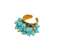 Limtula Anillos llamativos de perlas y cristales hechos a mano con diseños de envoltura de alambre Anillos llamativos de piedras de cristales