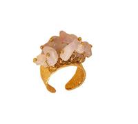 Limtula Anillos llamativos de perlas y cristales hechos a mano con diseños de envoltura de alambre Anillos llamativos de piedras de cristales