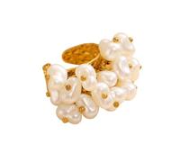 Limtula Anillos llamativos de perlas y cristales hechos a mano con diseños de envoltura de alambre Anillos llamativos de piedras de cristales