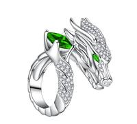 Limtula Anillos modernos abiertos con temática china Loong decorados con diamantes, accesorio para todos, aro de declaración ajustable
