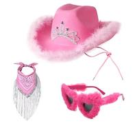 Limtula Bandanas con flecos, sombreros de vaquero, gafas de sol para mujer, disfraz de festival musical, disfraz de despedida de soltera, suministros de fiesta, sombrero de vaquera para fiesta