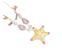 Limtula Bonito collar de cuentas de verano adornado con estrellas de mar y conchas marinas, elegante accesorio de vacaciones para los amantes de la playa, accesorio elegante de vacaciones, One Size