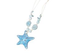 Limtula Bonito collar de cuentas de verano adornado con estrellas de mar y conchas marinas, elegante accesorio de vacaciones para los amantes de la playa, accesorio elegante de vacaciones, One Size