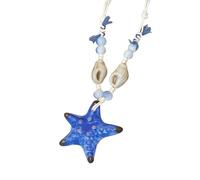 Limtula Bonito collar de cuentas de verano adornado con estrellas de mar y conchas marinas, elegante accesorio de vacaciones para los amantes de la playa, accesorio elegante de vacaciones, One Size