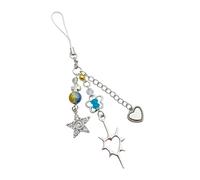 Limtula Cadena de teléfono hecha a mano con cuentas para cámara, colgante de corazón, crucifijo, flor, llavero elegante para decoración de mochila para mujer