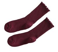 Limtula Calcetines para mujer coreanos japoneses de Color sólido con volantes y puños tobilleros con volantes de corte bajo, tobillo de tubo medio para mujer, A