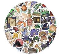 Limtula Calcomanías de arte de bruja vintage de Halloween, paquete de 50 calcomanías impermeables de PVC con diseños de criaturas mágicas para laptop, manualidades, calcomanías artísticas impermeables