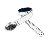 Limtula Cinturón adornado con remaches a la moda punk para motociclistas para trajes elegantes adornados, blanco, Talla única