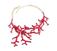 Limtula Colgante exagerado Novela Colgante de coral rojo Cadena de clavícula totalmente combinada Cadena larga ajustable Collar de frío Clavícula Clavícula larga ajustable