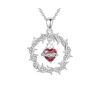 Limtula Collar con colgante con marco de espinas, cadena de aleación ajustable de 45 + 5 cm y joyería de corazón rojo Cadena para cuello decorativa Collar con colgante de corazón de de