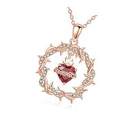 Limtula Collar con colgante con marco de espinas, cadena de aleación ajustable de 45 + 5 cm y joyería de corazón rojo Cadena para cuello decorativa Collar con colgante de corazón de de