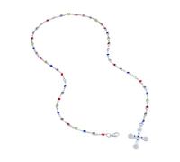 Limtula Collar con colgante de cruces de circonia colorida, collar elegante, joyería, dije llamativo, colgante de cruces, cadena para cuello