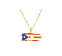 Limtula Collar con colgante de mapa, joyería de Puerto Rico, detalle inspirado en la, cadena de acero inoxidable pulido, accesorio listo para fiesta Collar con colgante de mapa, joyería de Puerto de