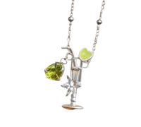 Limtula Collar con colgante único en forma de de cóctel con cadena de clavícula de longitud ajustable de olivino brillante para ocasiones especiales Joyería de olivino