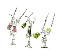 Limtula Collar con colgante único en forma de de cóctel con cadena de clavícula de longitud ajustable de olivino brillante para ocasiones especiales Joyería de olivino