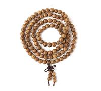 Limtula Collar de cuentas de madera con 108 cuentas de oración budista, regalo de oración de madera