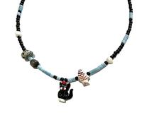 Limtula Collar de moda único con colgante de cachorro y gatos, accesorio portátil de cuentas para citas de uso diario