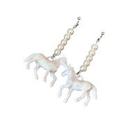 Limtula Collar de perlas de cuentas de moda con colgante único de caballo, joyería para ocasiones casuales o formales, juego de collar de piedra sintética de moda, One Size, como se describe, como se