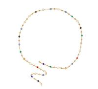 Limtula Collar largo de cristal colorido en forma de Y con diamantes de imitación en forma de Y, cadena de cuello para uso diario, colgante de cristal vibrante, Medio, como se describe, como se