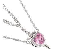 Limtula Collar único de espadas a través de corazón con acento de cristal, elegante colgante de aleación, cadena de clavícula para mujeres y hombres, joyería para ella, One Size, como se describe
