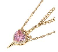 Limtula Collar único de espadas a través de corazón con acento de cristal, elegante colgante de aleación, cadena de clavícula para mujeres y hombres, joyería para ella, One Size, como se describe