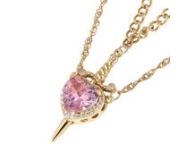 Limtula Collar único de espadas a través de corazón con acento de cristal, elegante colgante de aleación, cadena de clavícula para mujeres y hombres, joyería para ella, One Size, como se describe