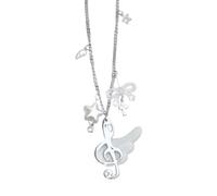 Limtula Con colgante a juego con dije de nota musical alada, cadena de aleación y detalles de dije de estrella en para un estilo diario Collar con colgante de nota musical con acento Cadena de de