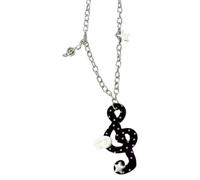 Limtula Con colgante de nota musical, cadena en tono plateado, dije negro, detalle de de estrella, cadena para cuello ajustable, estilo diario, salidas informales, looks de fiesta, collar con de