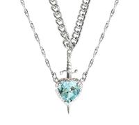 Limtula Conjunto único de collar de corazón y espadas que representa la fuerza interior y la valentía, para parejas o amigos regalo Collar de uso diario
