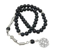 Limtula Cuentas de oración hechas a mano Tasbih tradicional para musulmanes 45 cuentas de rosario pulsera elegante musulmanes religión Eid regalo accesorios de joyería, Black