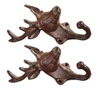 Limtula De 2 ganchos resistentes con astas de hierro fundido para abrigos, toallas, perchas decorativas para la entrada, accesorios para hogar, uso diario informal, organizadores de entrada