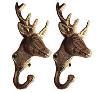 Limtula De 2 ganchos resistentes con astas de hierro fundido para abrigos, toallas, perchas decorativas para la entrada, accesorios para hogar, uso diario informal, organizadores de entrada