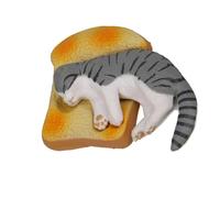 Limtula de Almohada de Pan en Miniatura de PVC para Dormir, Gatos y Tostadas, Adornos de Escritorio de Dibujos Animados, Acento Decorativo para Estante de Escritorio, de Gatos para Dormir