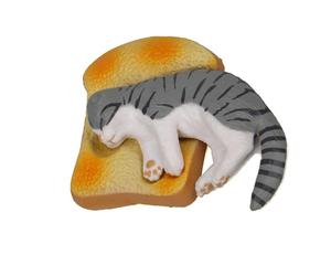 Limtula de Almohada de Pan en Miniatura de PVC para Dormir, Gatos y Tostadas, Adornos de Escritorio de Dibujos Animados, Acento Decorativo para Estante de Escritorio, de Gatos para Dormir