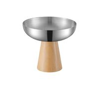 Limtula de postre de acero inoxidable con base de madera, elegante cuenco para helado de tallo, ideal para reuniones familiares, comida aire libre, taza de postre