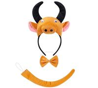 Limtula Disfraz de cerdo, vaca, mono, oveja, Tygers, perro, conjunto de orejas, diadema, cola, lazos para niños, Halloween, Navidad, animales cosplay