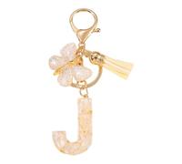 Limtula Elegante cadena de letras con dije de, mezcla ligera de resina y metal a prueba de herrumbre para artículos esenciales diarios Elegante llavero con detalle de borlas con cuentas