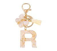 Limtula Elegante cadena de letras con dije de, mezcla ligera de resina y metal a prueba de herrumbre para artículos esenciales diarios Elegante llavero con detalle de borlas con cuentas