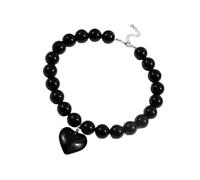 Limtula Elegante collar de corazón grande con cuentas que simboliza el amor eterno y la sofisticación para mujeres a la moda. Collar de aleación, talla única, como se describe, como se describe
