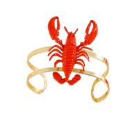 Limtula Elegante conjunto de pulsera y anillos de langosta roja, artesanía de aleación con diseños abiertos ajustables para mujer, brazalete de langosta ajustable