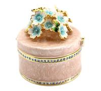 Limtula Elegante joyero con diseño de mariposas y flores, estuche de almacenamiento delicado para joyas, diseño floral dorado