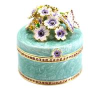 Limtula Elegante joyero con diseño de mariposas y flores, estuche de almacenamiento delicado para joyas, diseño floral dorado